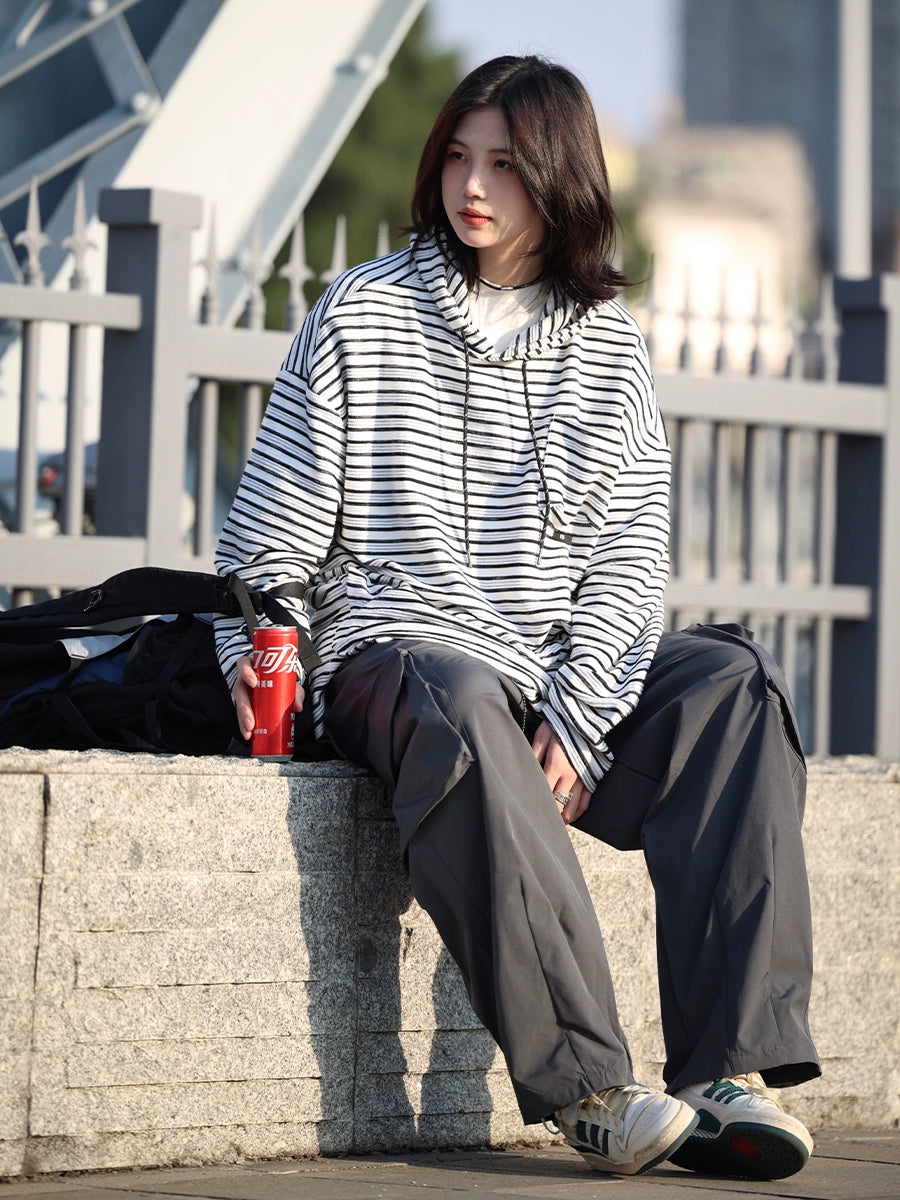 【Oneblue Shop】ストライプフーディー - Hoodies LS2405193