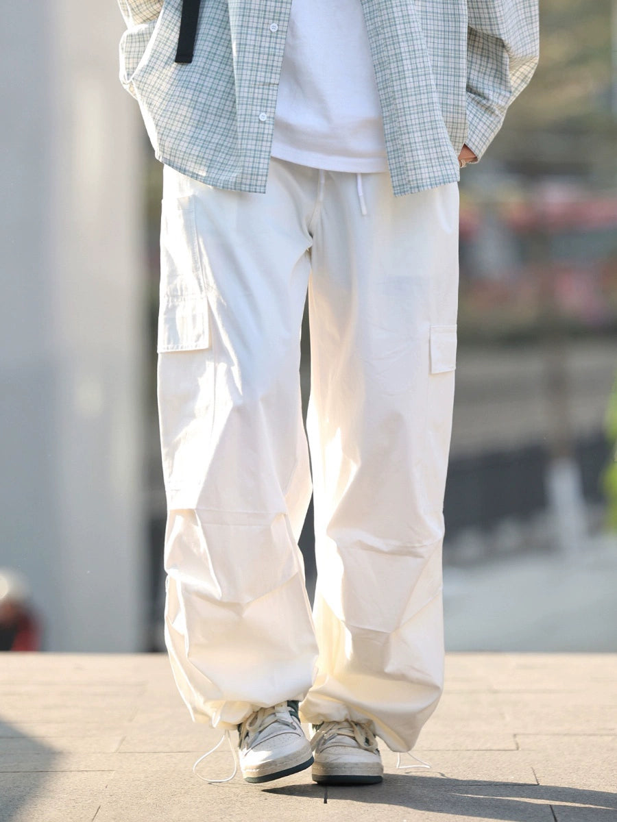 【OneBlue Shop】ワークウェアポケット付きドローストリングアンクル -Pants LS2405198