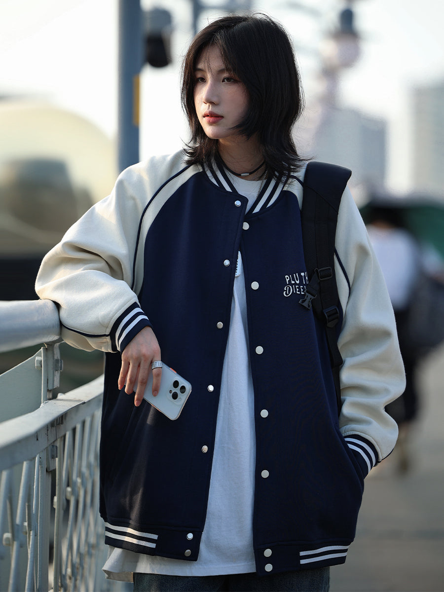 【Oneblue Shop】秋冬ノーカラーベースボールジャケット LS2320261