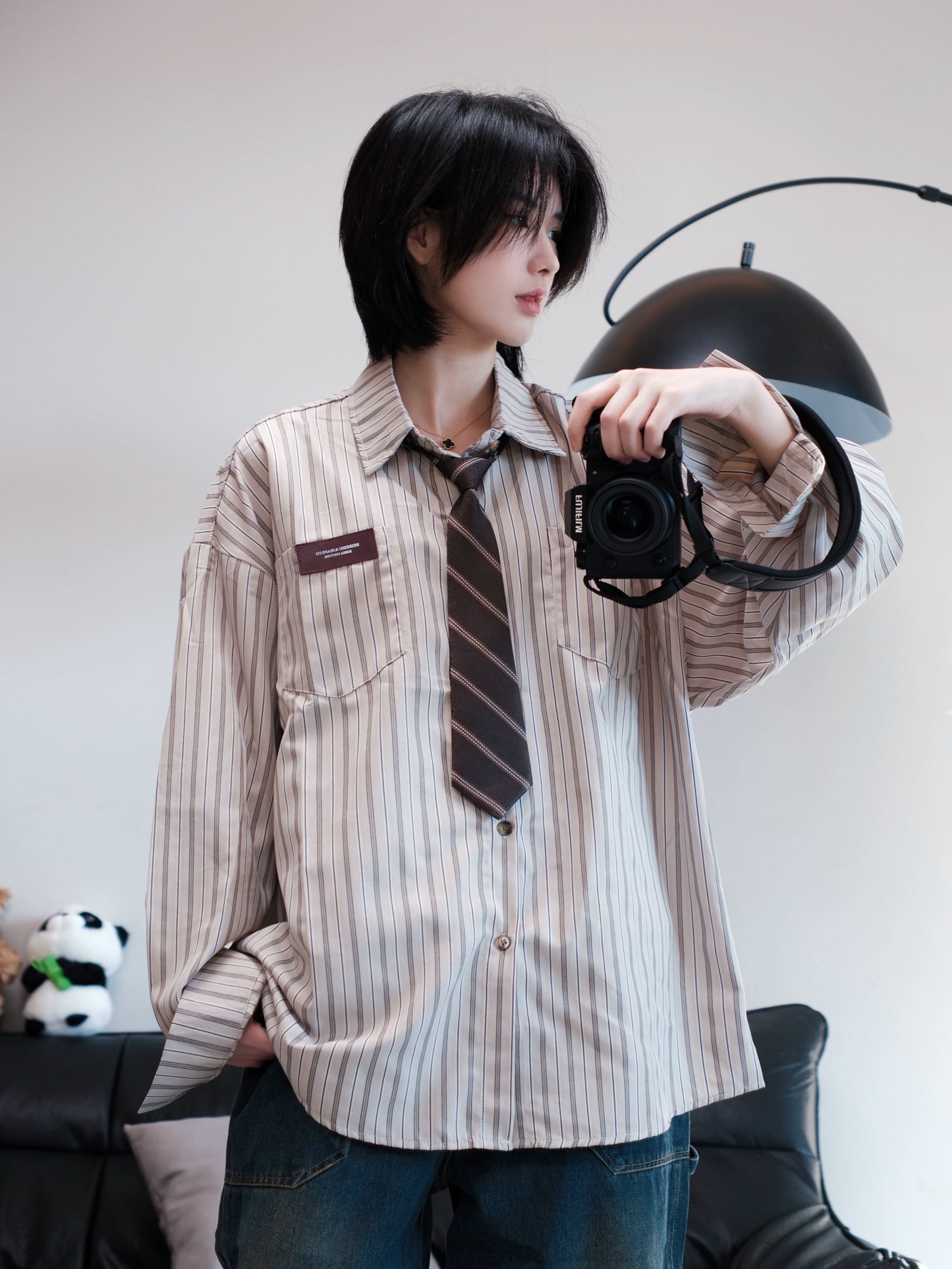 【Oneblue Shop】ルーズストライプシャツ Loose Stripe Shirt LS202510012