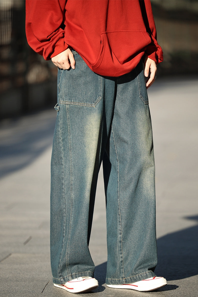 【Oneblue Shop】ストレートワイドデニムパンツ秋モデル LS2311141