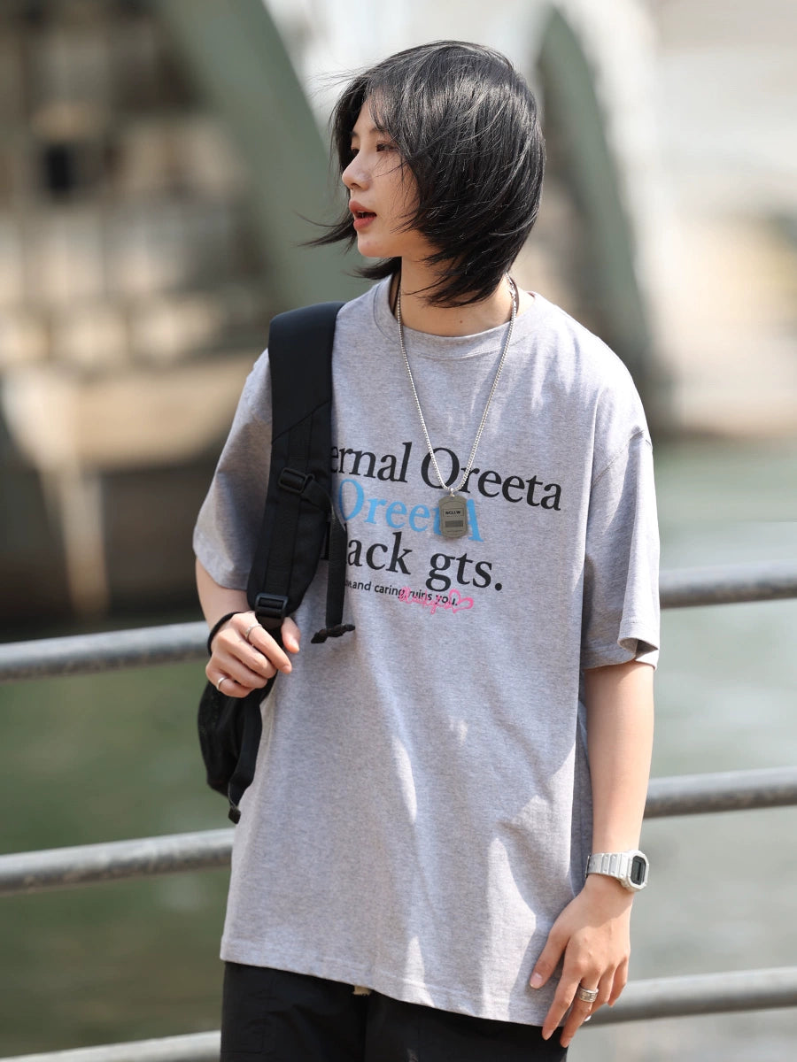 【OneBlue Shop】NCLLW サマーコットンルーズフィットショートスリーブTシャツ LS2404036