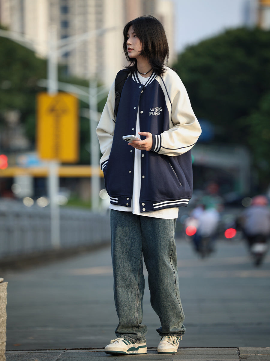 【Oneblue Shop】秋冬ノーカラーベースボールジャケット LS2320261