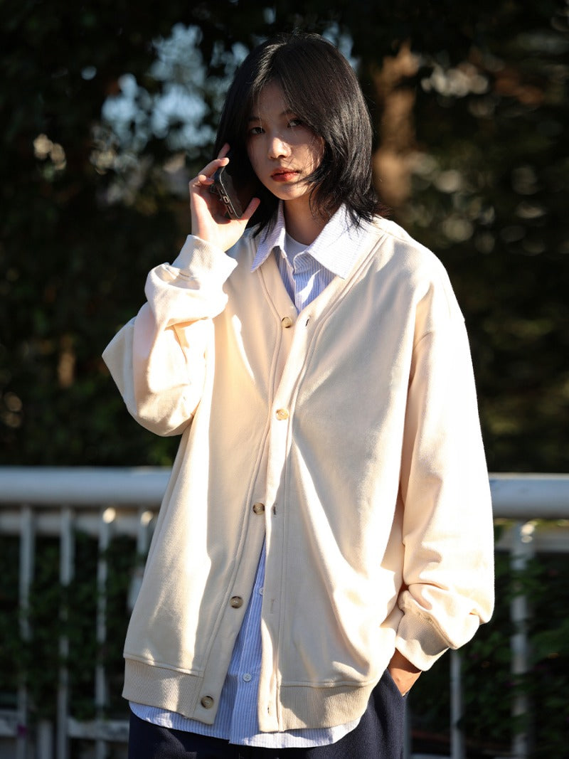 【Oneblue Shop】ツーピースウールニットカーディガン LS2311091