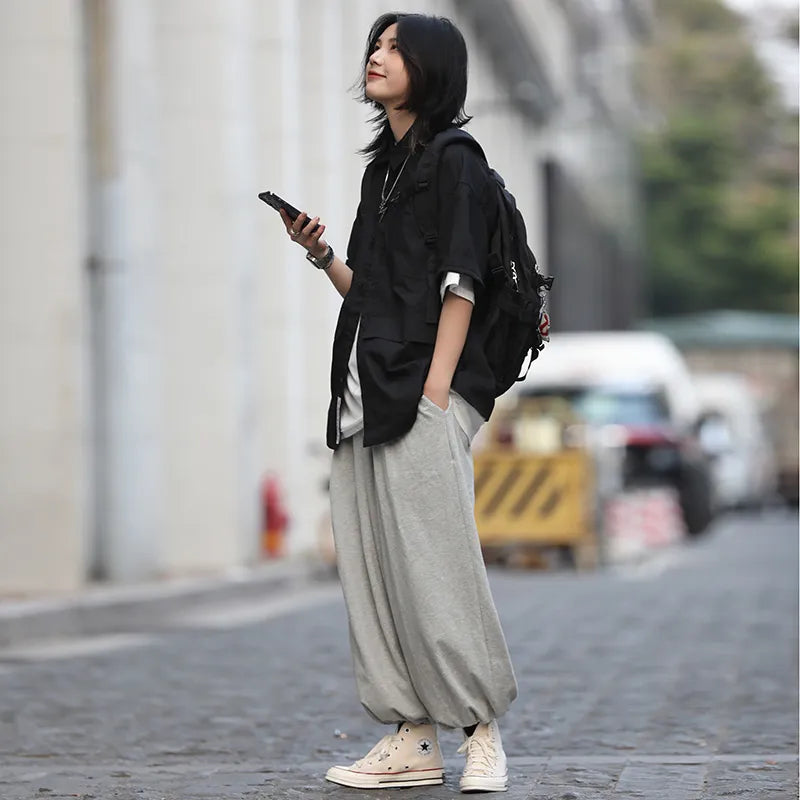 Oneblue Shop] Sweat Jogger Pants Loose Fit Natsuhi Thin Clothes