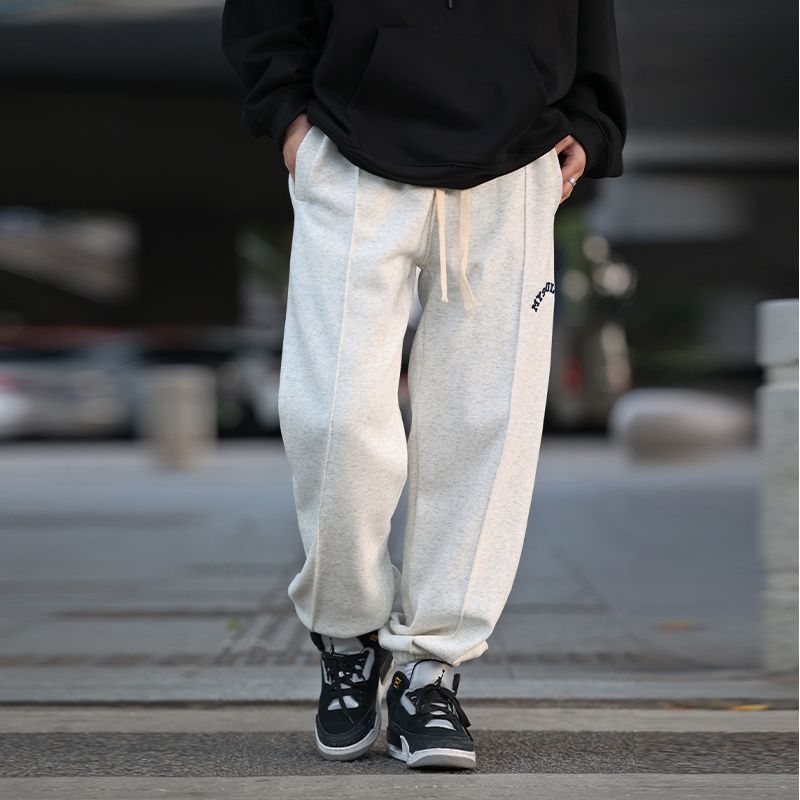 【Oneblue Shop】スウェットパンツ ストレート フリース ゆったり 秋冬 LS112302