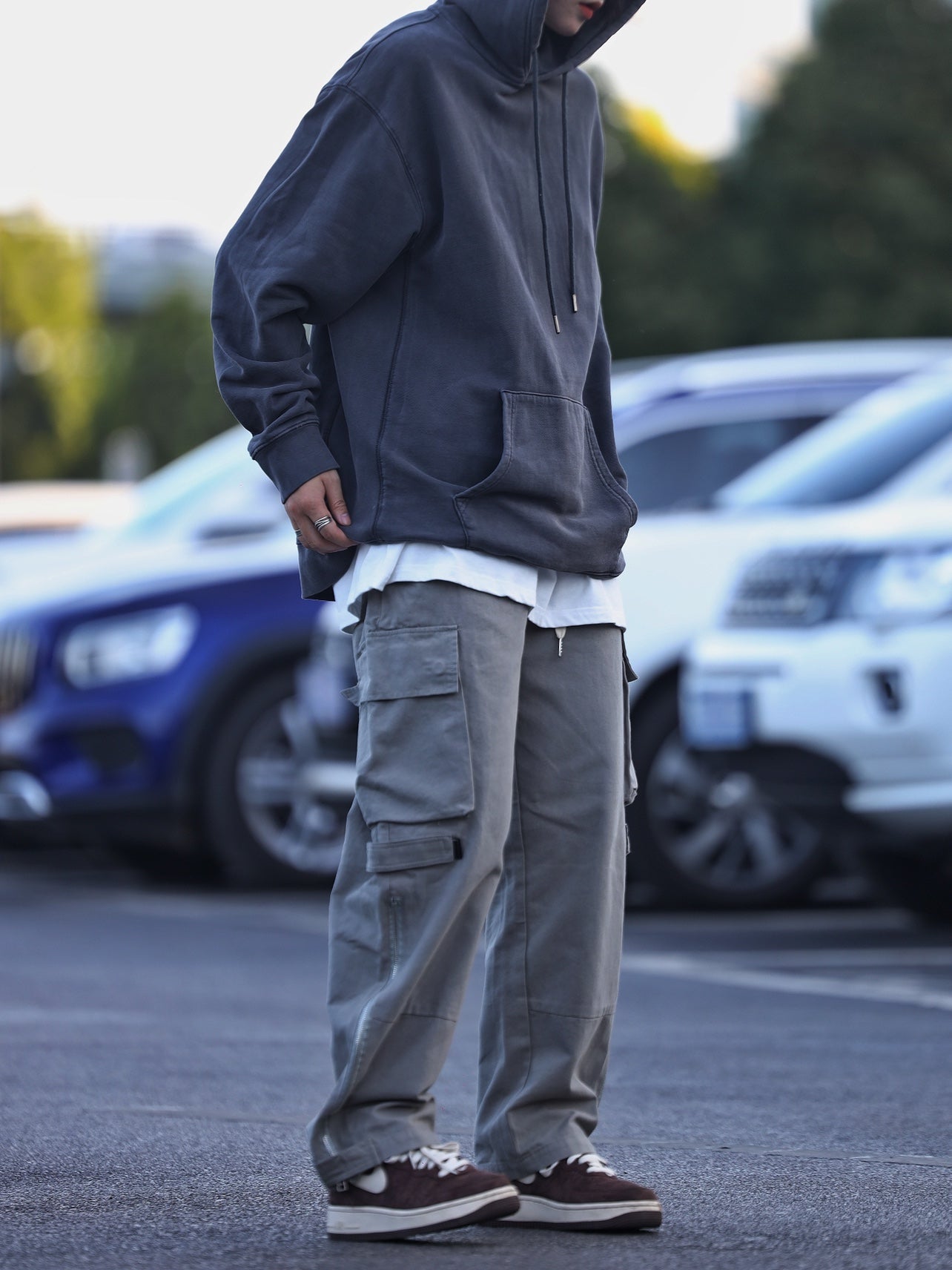 Oneblue Shop】カーゴパンツ 男女通用 海外トレンド 無地 レギュラー丈 レギュラーウエスト ポケットデザインls2023217