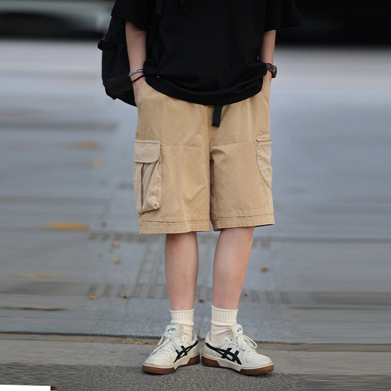【Oneblue Shop】ワイドシルエット カーゴショーツ コーデュロイ LS0409003