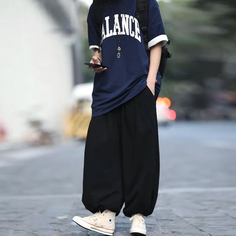【Oneblue Shop】スウェットジョガーパンツ ルーズフィット 夏日薄服 束足パンツ LS82801