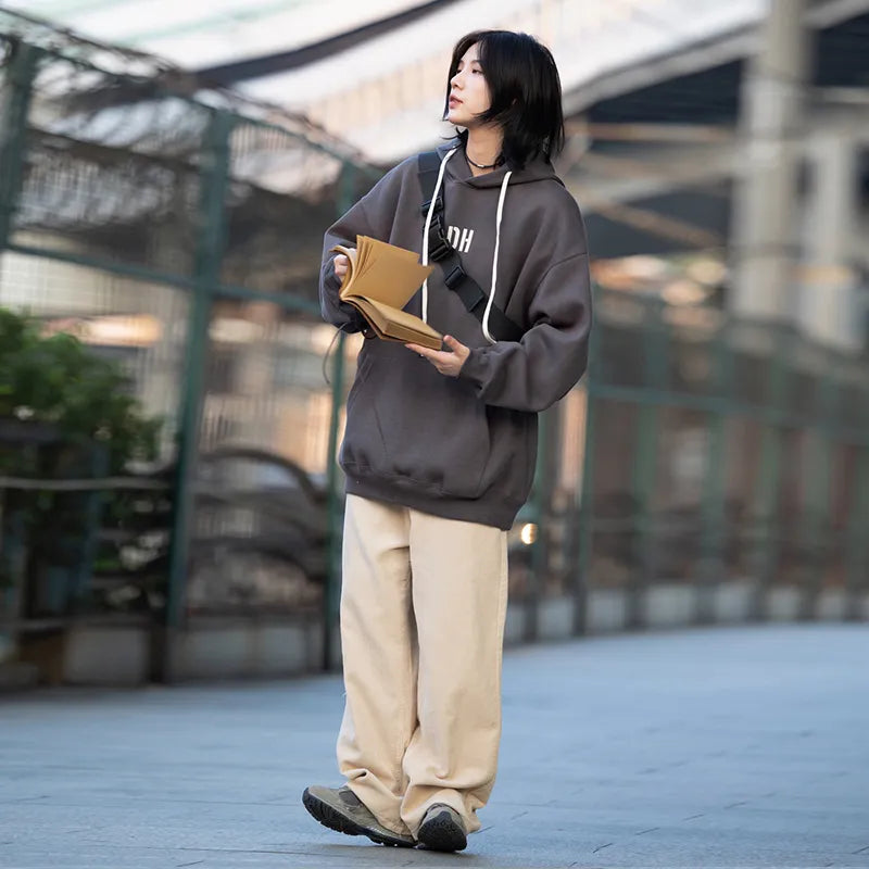 【Oneblue Shop】コーデュロイパンツ 秋冬 ルーズフィット 男女通用 海外トレンド 無地