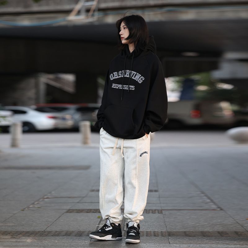 【Oneblue Shop】スウェットパンツ ストレート フリース ゆったり 秋冬 LS112302