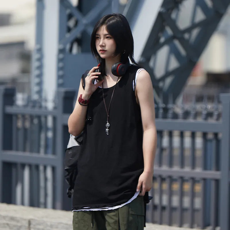 【ONEBLUE Shop】タンクトップ/全3色 oversize 男女通用 海外トレンド LS49485