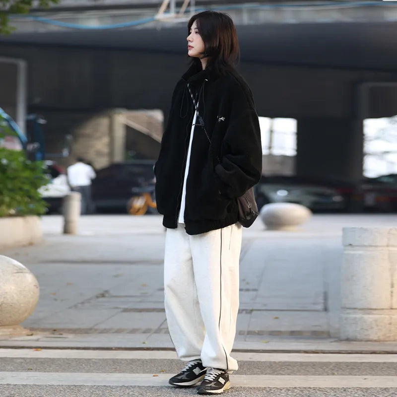 【Oneblue Shop】ロングパンツ 裾絞りパンツ レトロボリューミー ins ストレートパンツ