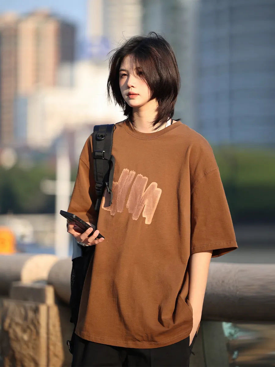 【Oneblue Shop】Tシャツ 250gヘビーウェイトT 半袖 レトロ ゆったりトップスLS31201