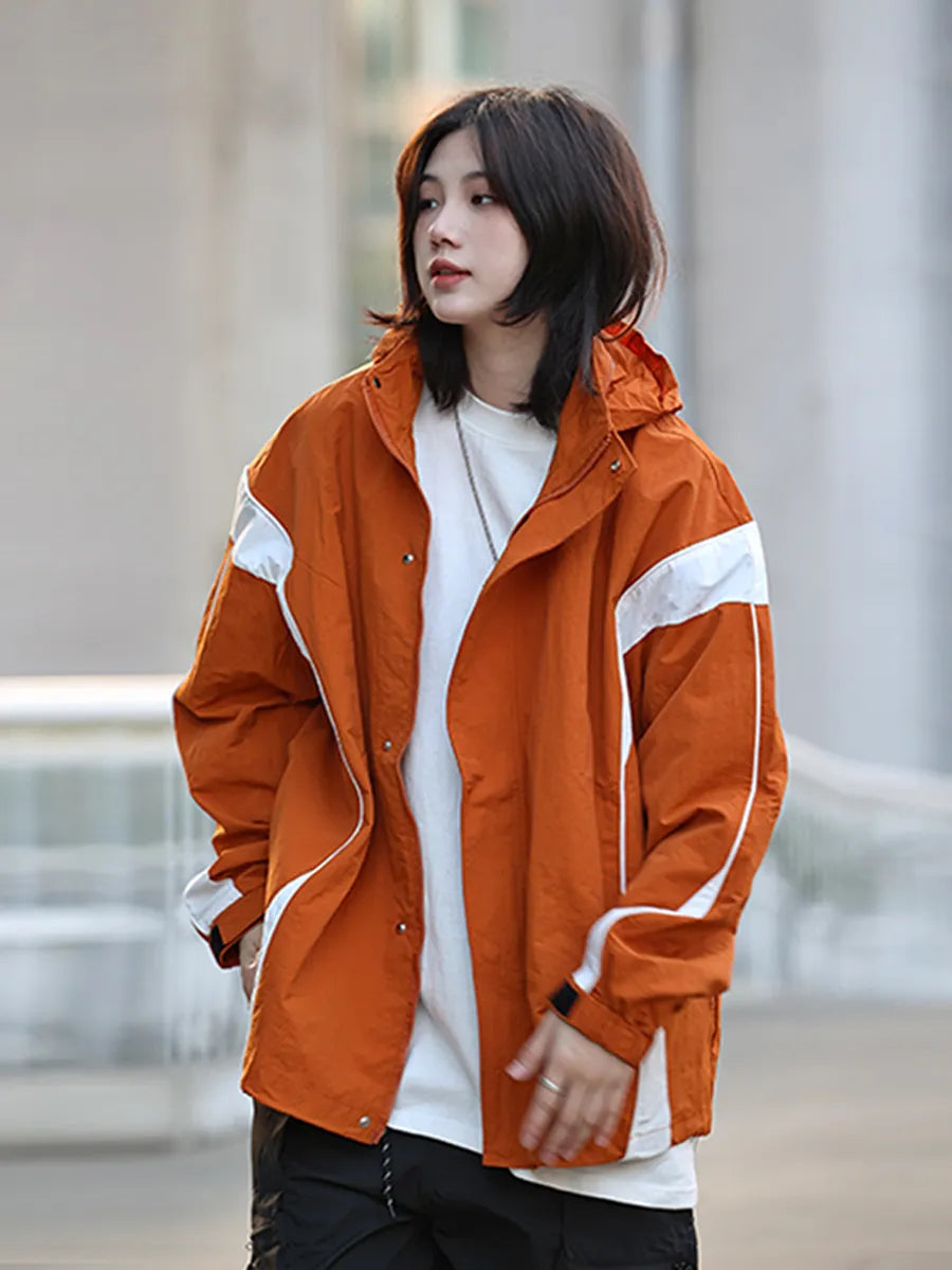 【Oneblue Shop】フード付きアウター 春秋スタンドカラー長袖 ウィンドブレーカー LS24003