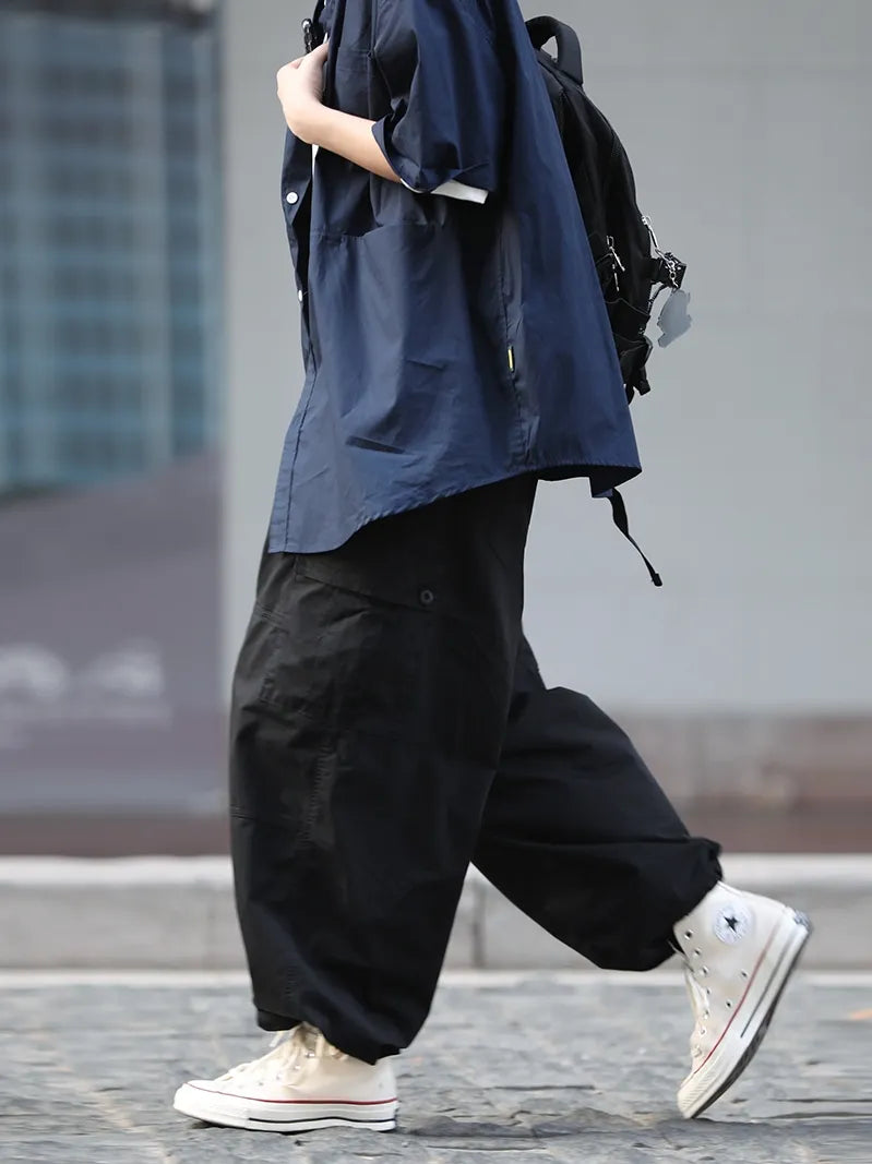 Oneblue Shop/Cargo Pants Unisex Overseas Trend Plain Regular Length Regular Waist Pocket Design