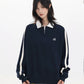【Oneblue Shop】トラックラインジップポロスウェット / Track Line Zip Polo Sweat LS2510023