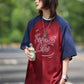 【Oneblue Shop】男女兼用のカラーブロックドロップショルダーショートスリーブTシャツ LS070805