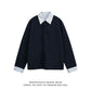 【Oneblue Shop】POLOカラー 長袖 Tシャツ（2Colors）241460