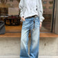 【Oneblue Shop】コントラストフェードワイドデニムパンツ / CONTRAST FADE WIDE DENIM PANTS 260988