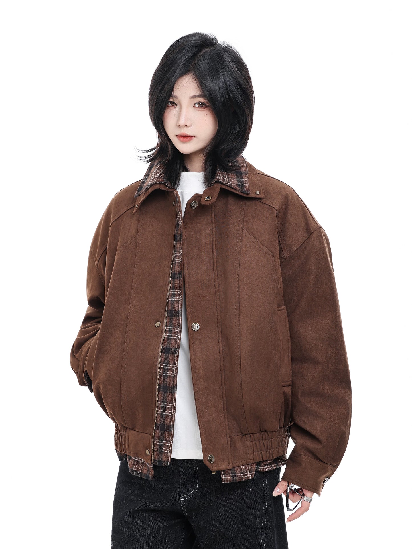 【Oneblue Shop】チェックライニング ダウンジャケット / CHECK LINING DOWN JACKET  LS26010303