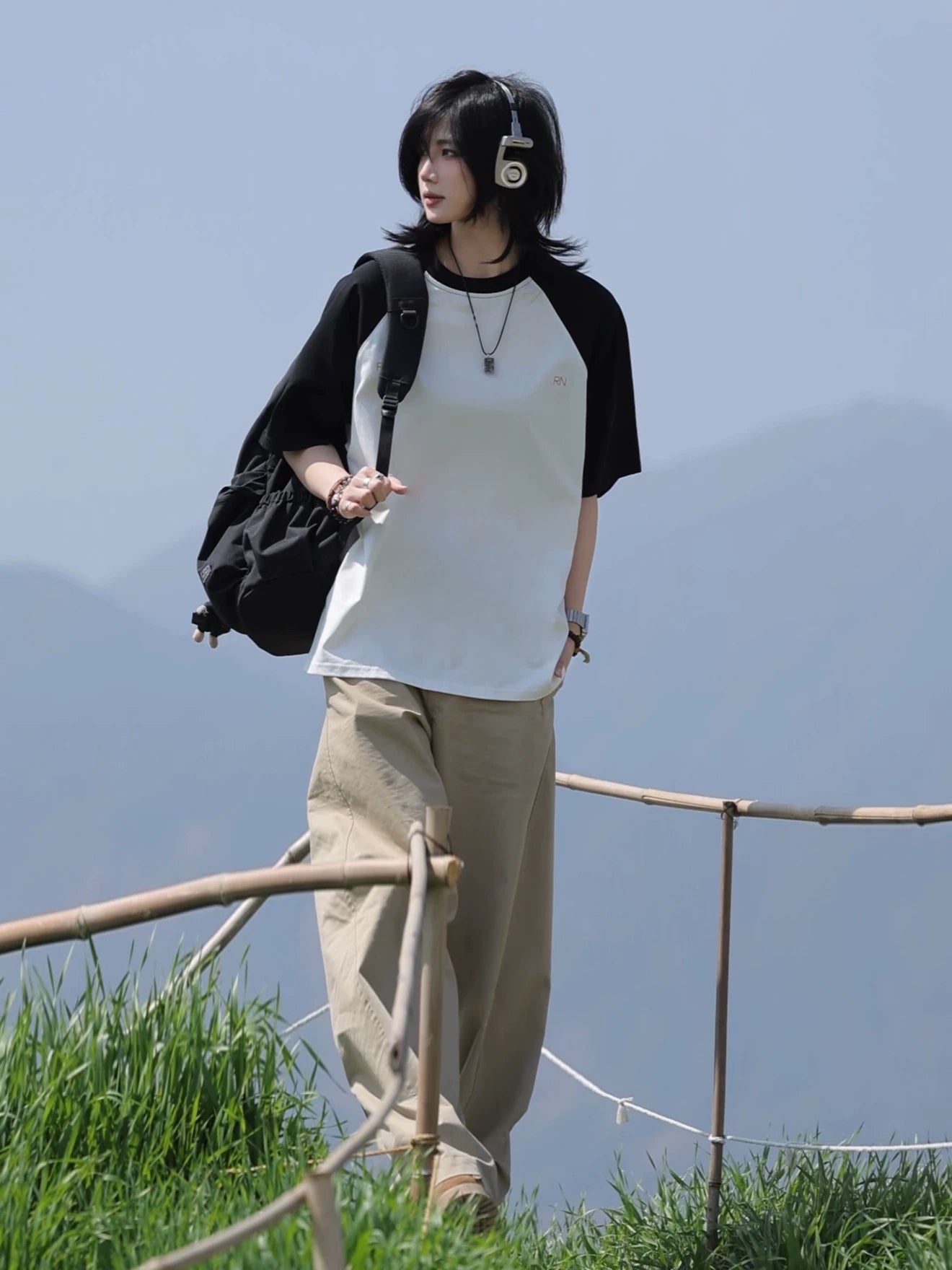 【Oneblue Shop】ラグランコントラスト Tシャツ / Raglan Contrast T-Shirt LS2604091