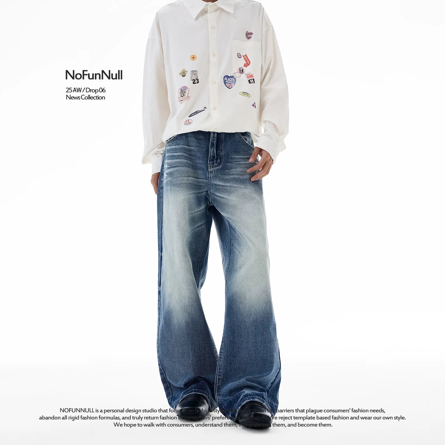 【Oneblue Shop】デニム ワイド Aライン ルーズ パンツ241485