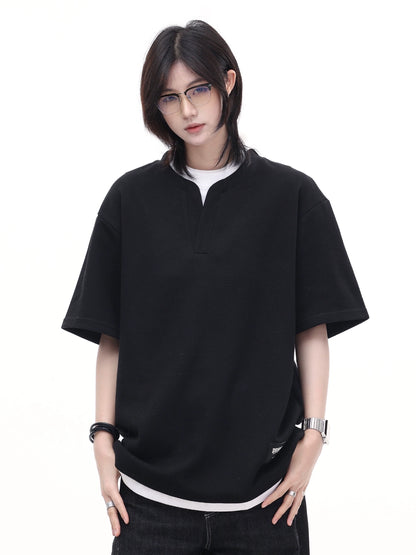 【Oneblue Shop】レイヤード着こなし◎/半袖Tシャツ/シンプルデザイン/夏コーデ LS250504