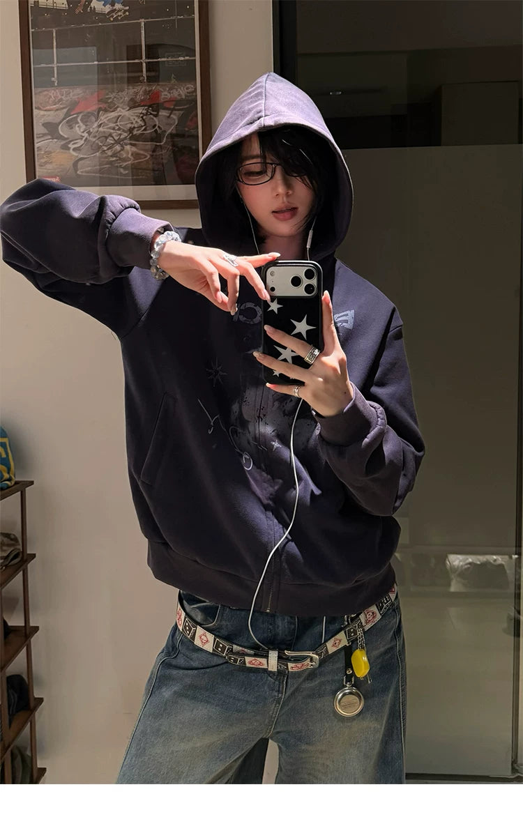 【Oneblue Shop】アニマルスクリプトジップフーディー / ANIMAL SCRIPT ZIP HOODIE 260987
