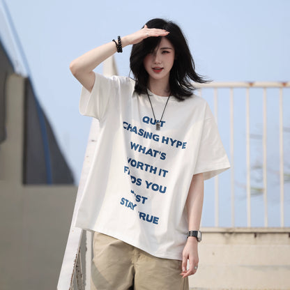 【Oneblue Shop】レタープリント 半袖 Tシャツ 241895