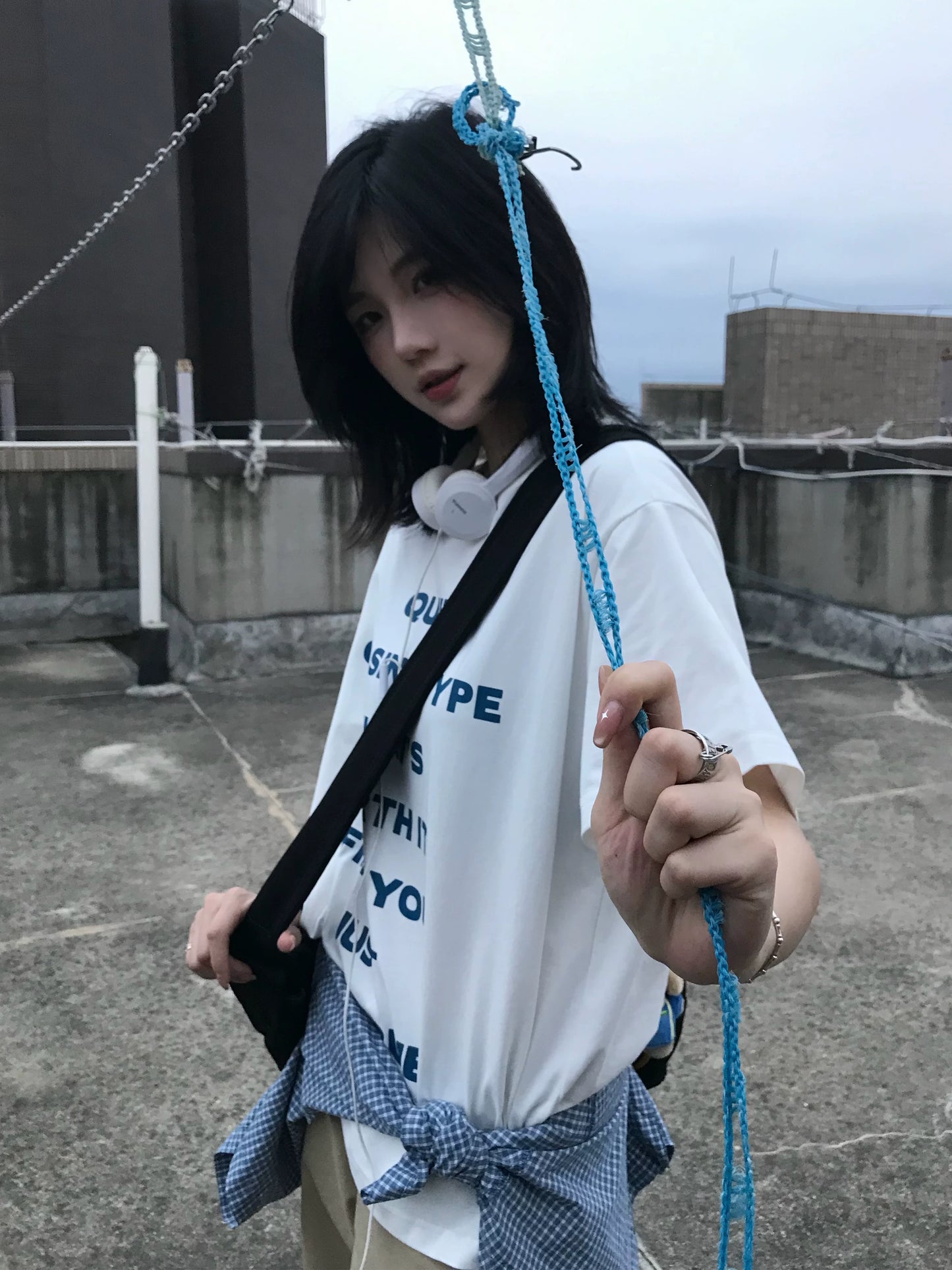 【Oneblue Shop】レタープリント 半袖 Tシャツ 241895