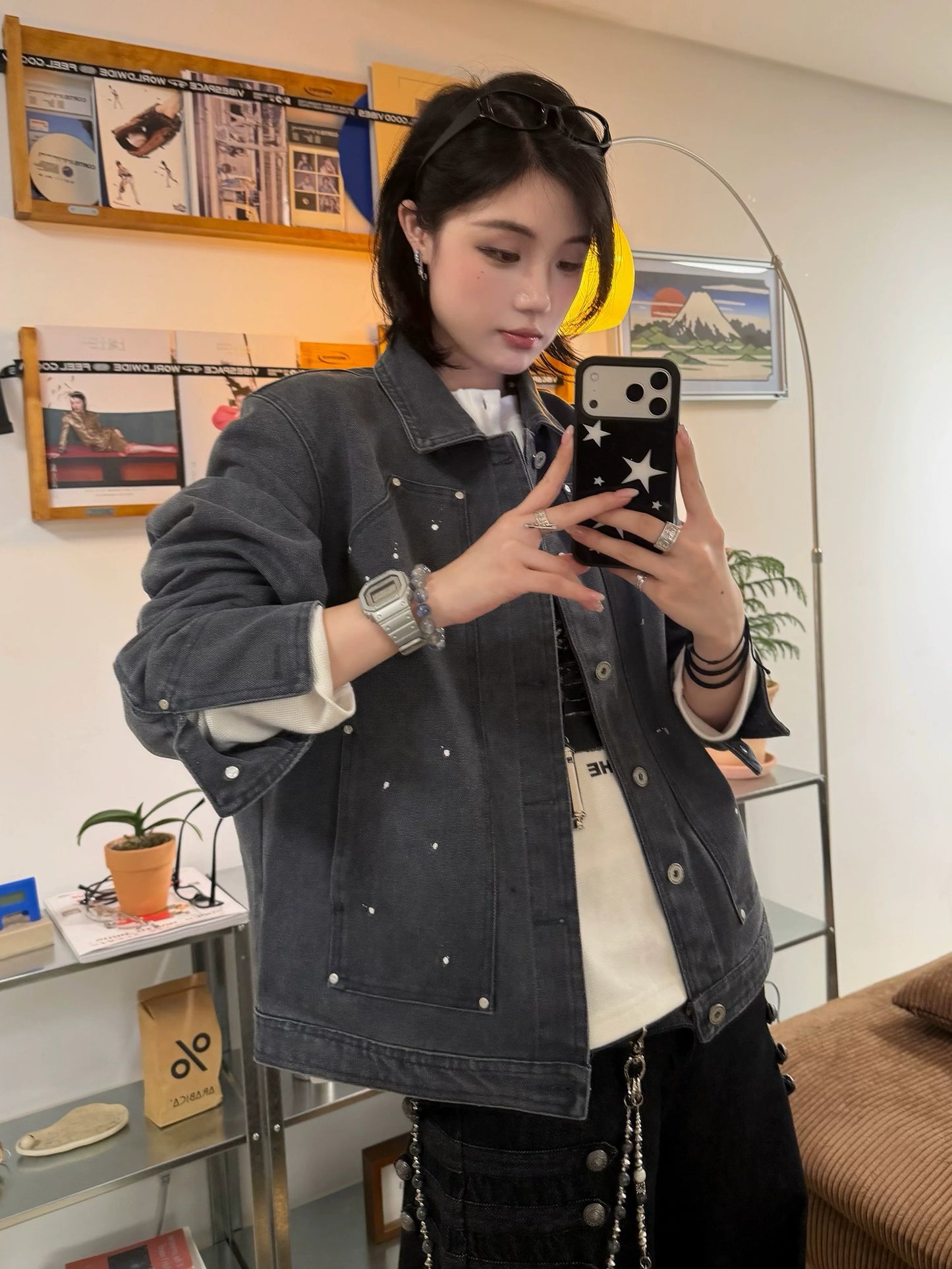 【Oneblue Shop】スプラッターポケットウォッシュデニムジャケット / SPLATTER POCKET WASHED DENIM JACKET 26982