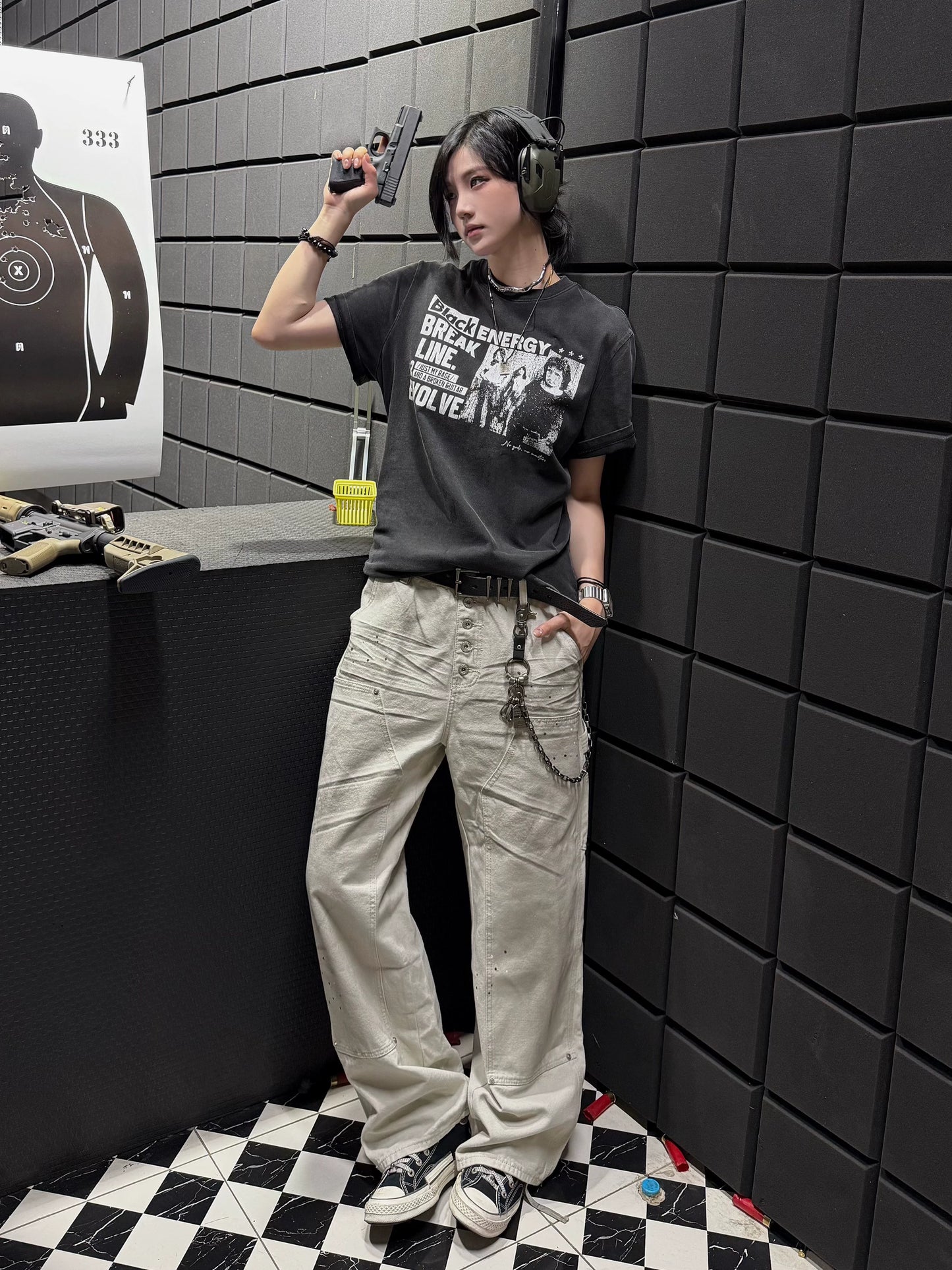【Oneblue Shop】グラフィック プリント 半袖 Tシャツ241940