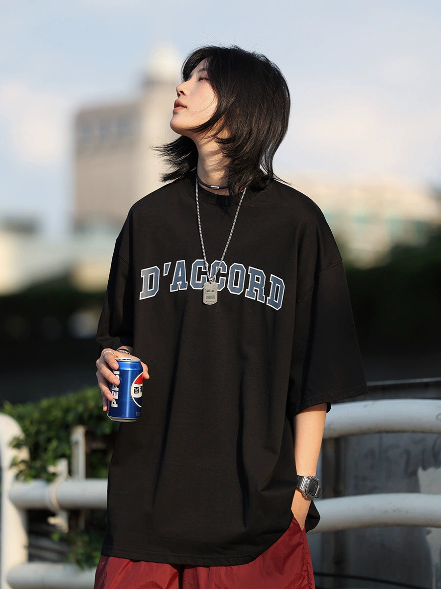 【Oneblue Shop】カラフルな文字プリントTシャツ -T-shirt LS2406264