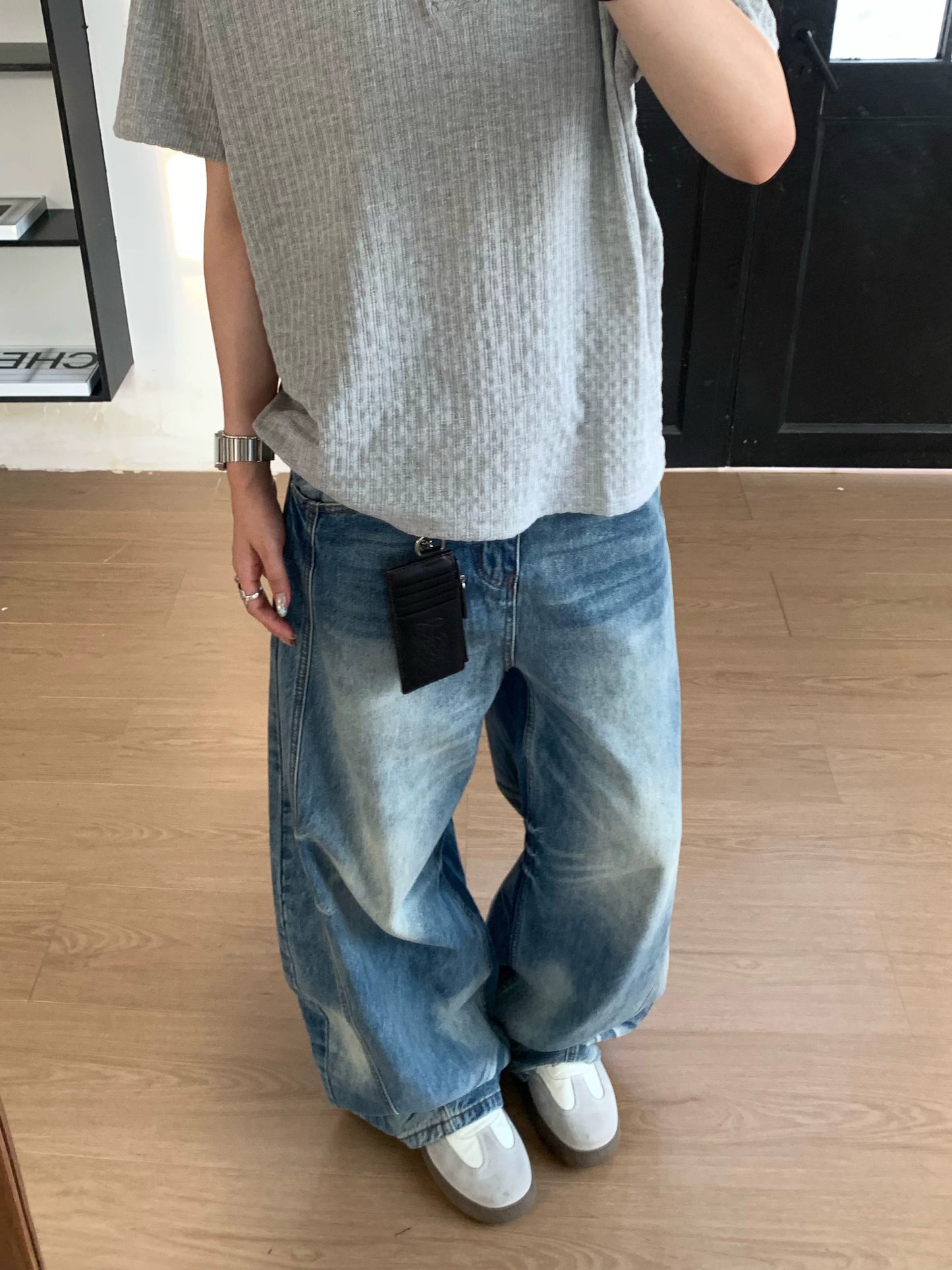 【Oneblue Shop】リブヘンリー ポロTシャツ / Rib Henley Polo Tee NS67127