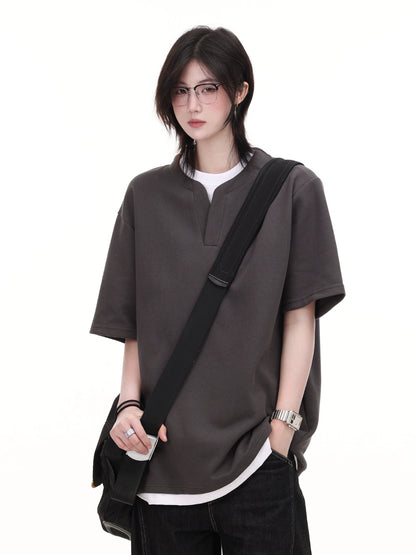 【Oneblue Shop】レイヤード着こなし◎/半袖Tシャツ/シンプルデザイン/夏コーデ LS250504