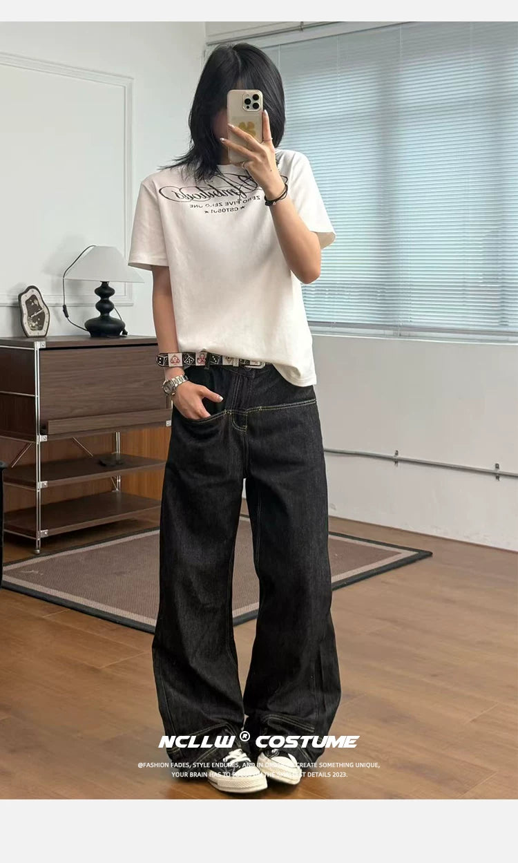 【Oneblue Shop】グラフィックプリント ビッグシルエット 半袖 Tシャツ（2Colors）242015