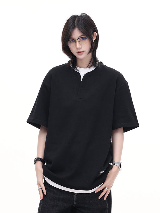 【Oneblue Shop】レイヤード着こなし◎/半袖Tシャツ/シンプルデザイン/夏コーデ LS250504