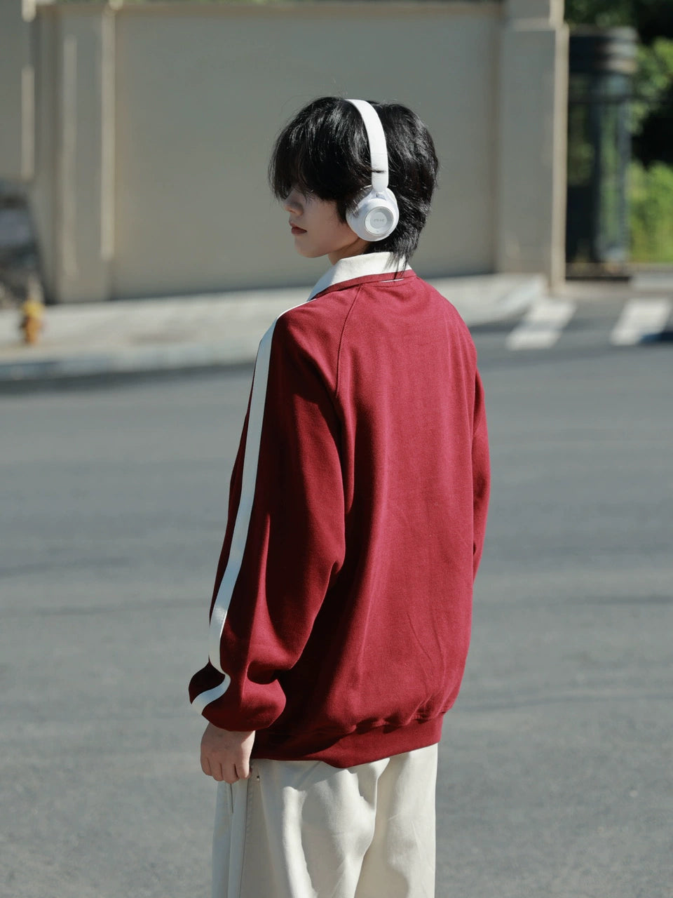 【Oneblue Shop】トラックラインジップポロスウェット / Track Line Zip Polo Sweat LS2510023