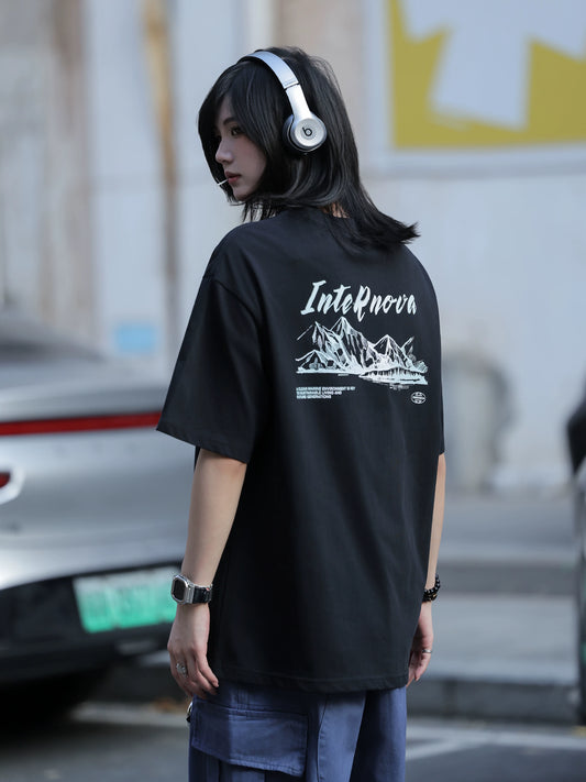 【Oneblue Shop】サマー グラフィックプリント 半袖 Tシャツ（2Colors）241925