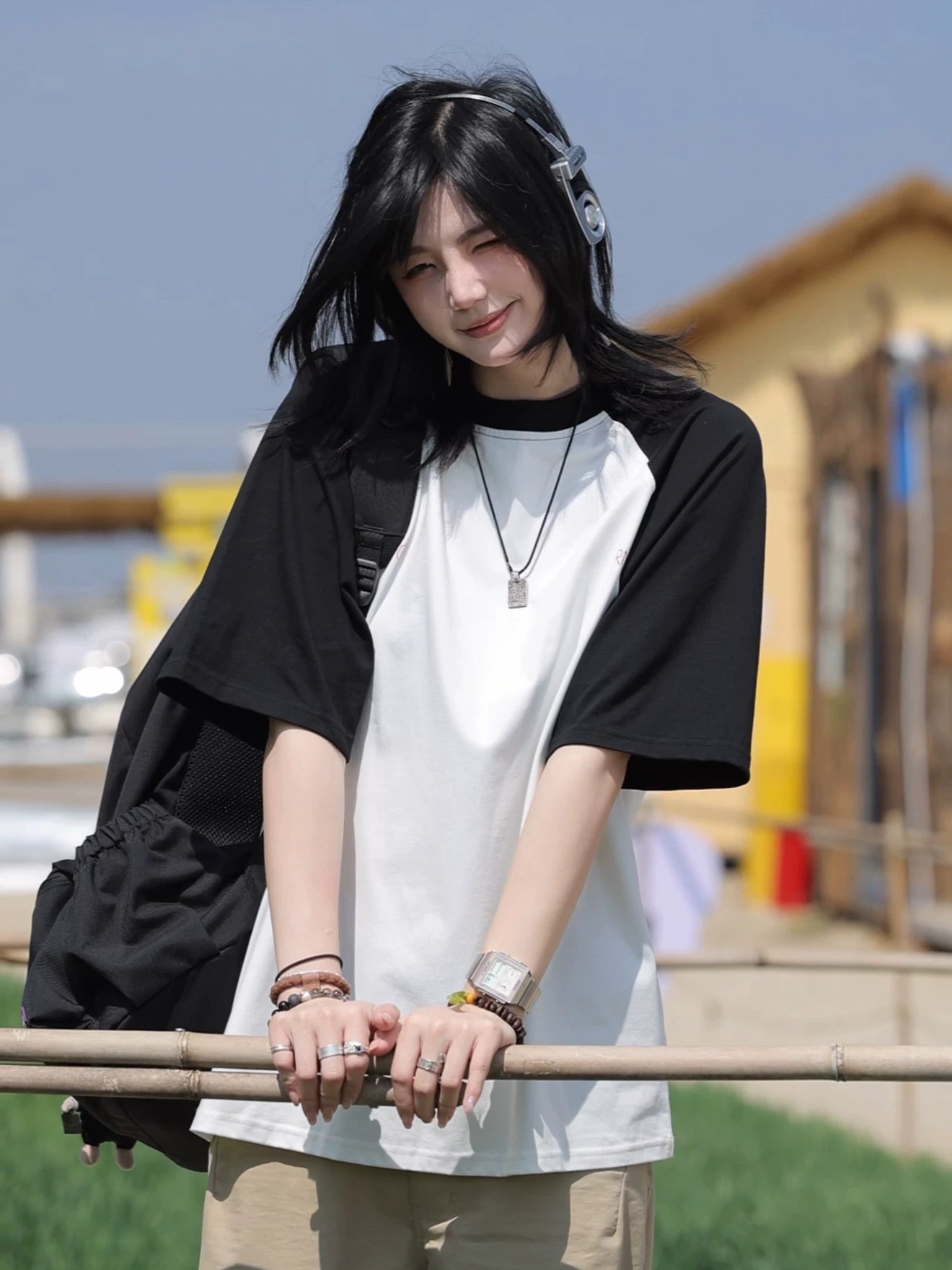 【Oneblue Shop】ラグランコントラスト Tシャツ / Raglan Contrast T-Shirt LS2604091