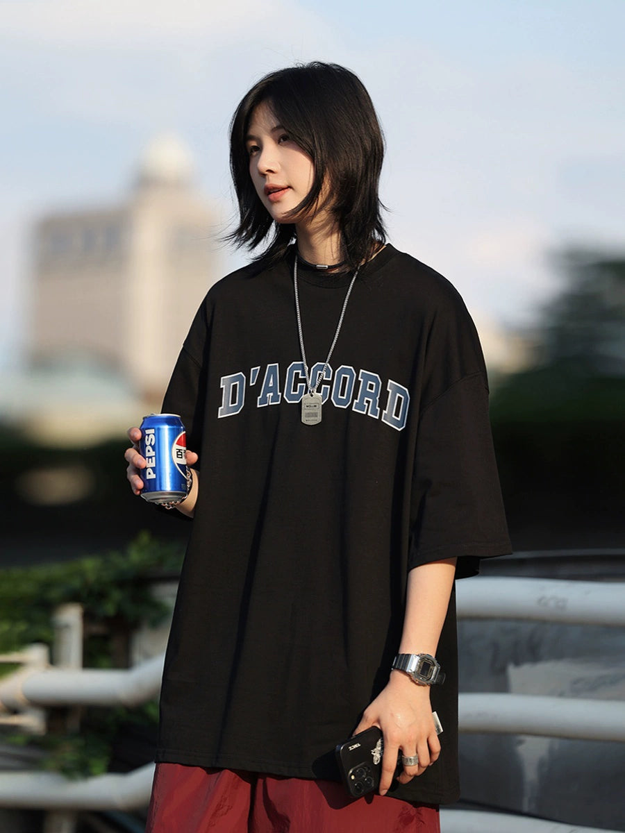 【Oneblue Shop】カラフルな文字プリントTシャツ -T-shirt LS2406264