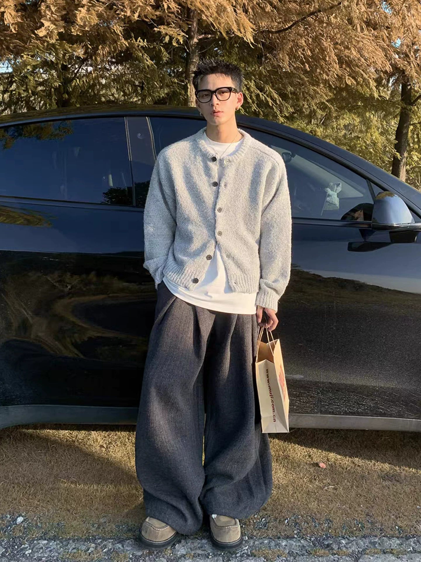 【Oneblue Shop】【UNISEX】ルーズシルエット ワイドスラックス / リラックス ストレートパンツ LS2601092