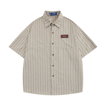 【Oneblue Shop】ルーズストライプシャツ Loose Stripe Shirt LS202510012