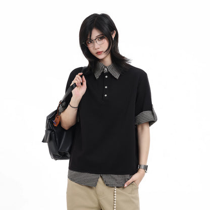 【Oneblue Shop】レイヤードカラー プルオーバートップス / Layered Collar Pullover Top LS260325