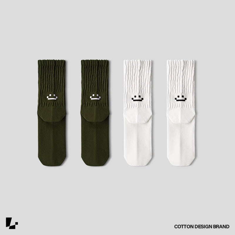 【Oneblue shop】スマイル 刺繍 ソックス（5Colors）240915