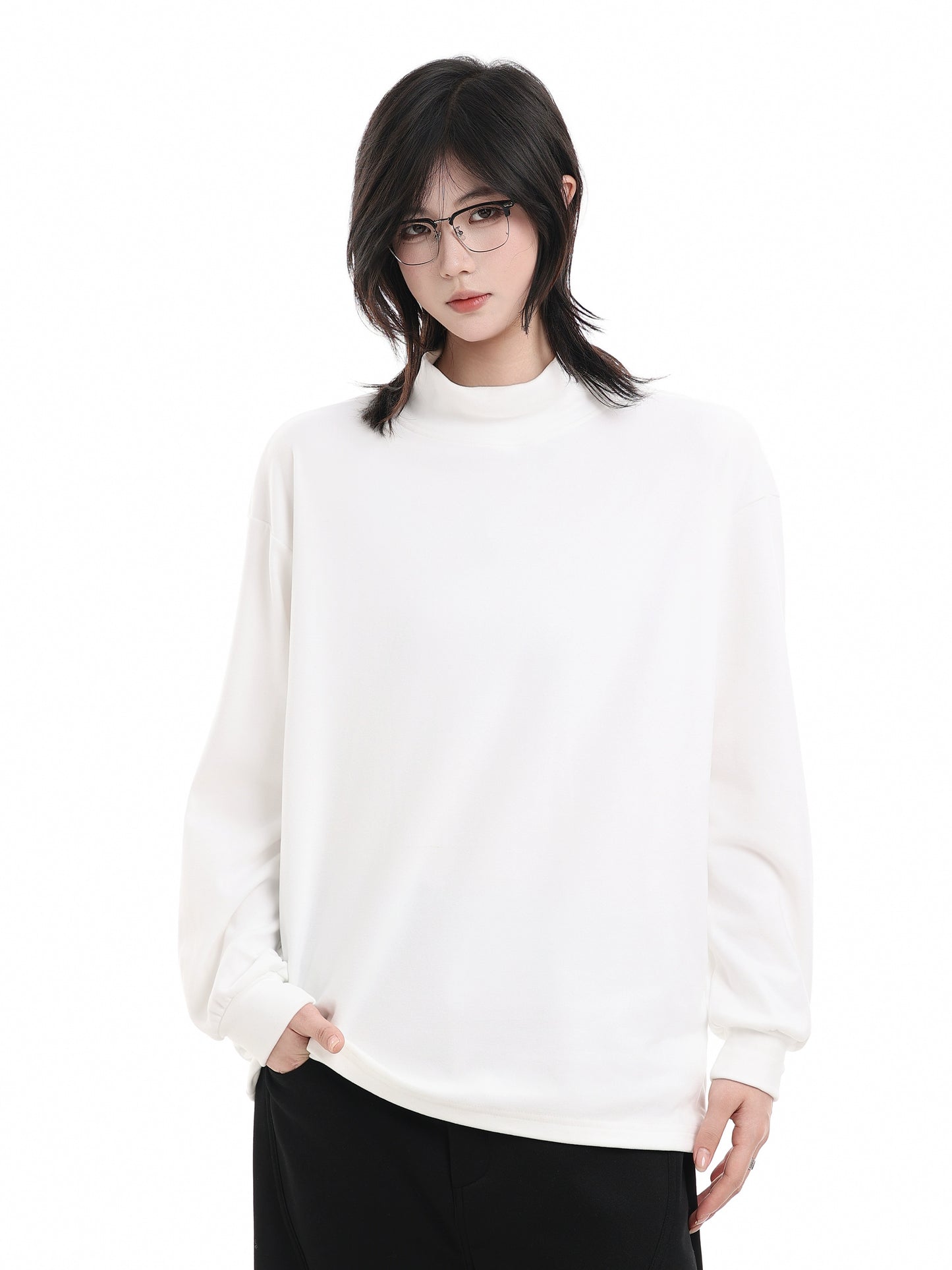 【Oneblue Shop】フリースハイネックロングTシャツ / FLEECE HIGHNECK LONG TEE LS25120401
