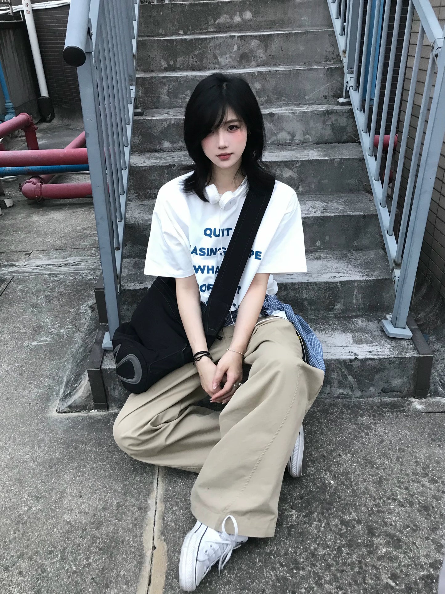 【Oneblue Shop】レタープリント 半袖 Tシャツ 241895