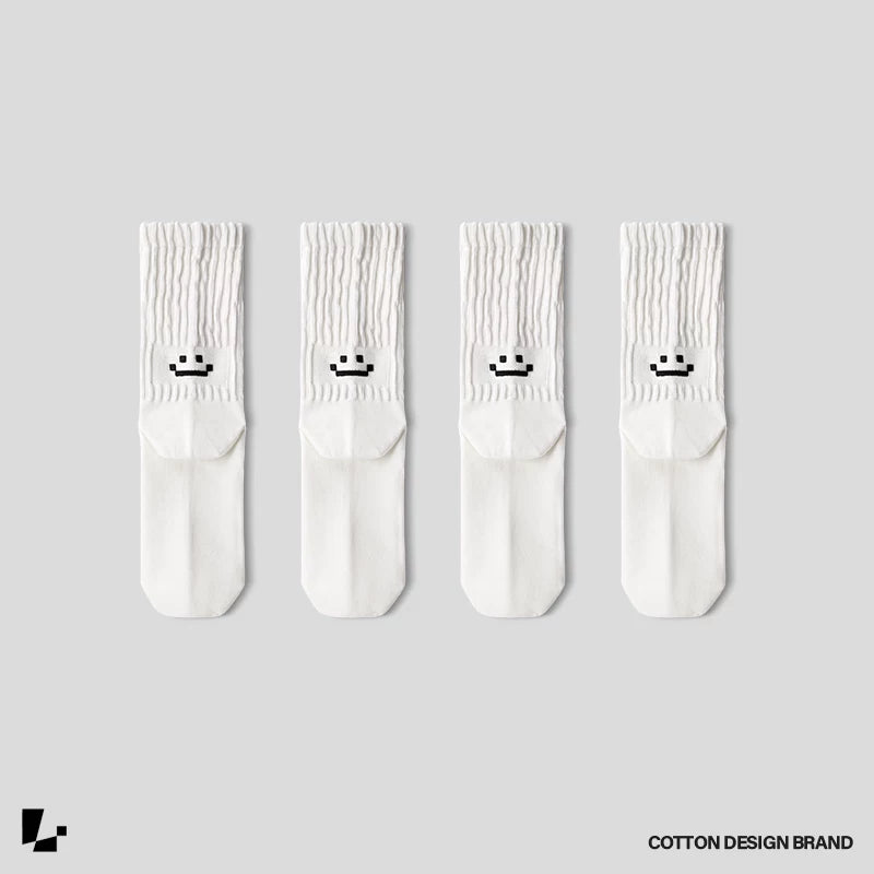 【Oneblue shop】スマイル 刺繍 ソックス（5Colors）240915