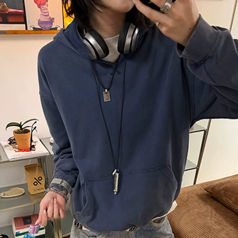 【Oneblue Shop】Vラインウォッシュルーズフーディー / V-LINE WASHED LOOSE HOODIE 260989